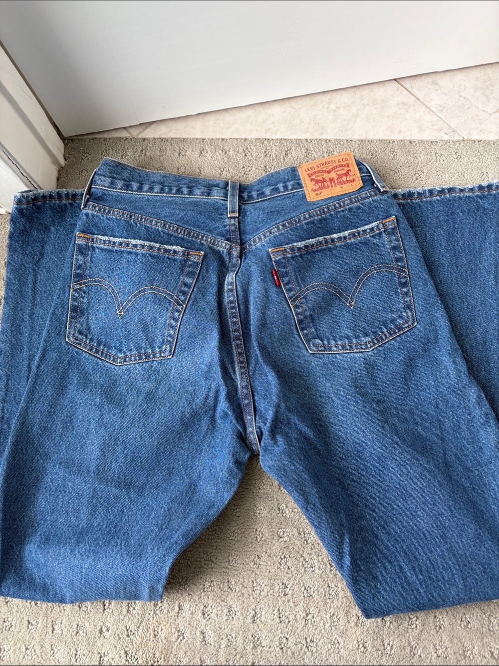 Levi's Blue Straight Ripped Jeans - Picture 5 of 6
